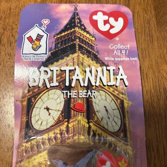 McDONALDS TY BEANIE BABY BRITANNIA THE BEAR RARE WITH 2 TAG ERRORS 1993 OAKBROOK - Picture 2 of 7